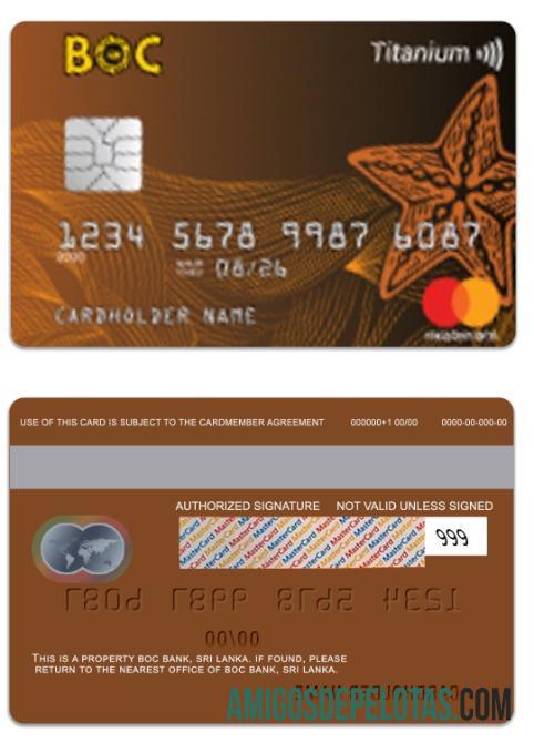 Sri Lanka BOC Bank Titanium Mastercard amostra